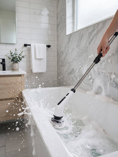 QEVUNIA ALTIA limpiando una superficie del baño